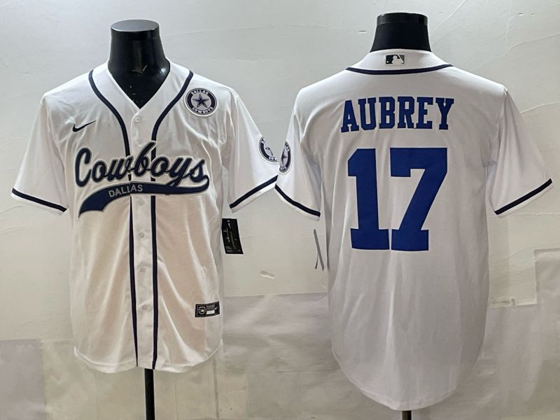Men 2025 Dallas Cowboys #17 Aubrey white Joint Name Nike Limited NFL Jersey style 07->dallas cowboys->NFL Jersey